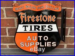 16 Inch flange Firestone Tires Auto Supplies vintage style Porcelain Enamel Sign