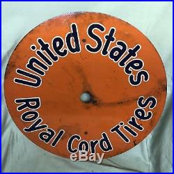 1920-30s Vintage UNITED STATES ROYAL CORD TIRES DISPLAY METAL INSERT SIGN