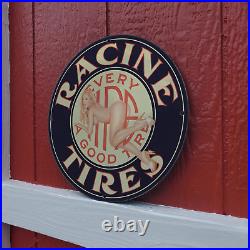 1930 Vintage OLD Racine Rubber Tires Company RARE Porcelain Enamel Sign