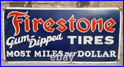 1930's Old Antique Vintage Rare Firestone Tires Adv. Enamel Embossed Sign Board