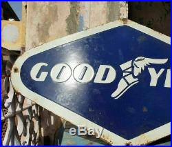 1930's Old Vintage Rare Goodyear Tire Ad Porcelain Enamel Sign Board Collectible