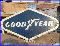 1930's Old Vintage Rare Goodyear Tire Ad Porcelain Enamel Sign Board Collectible