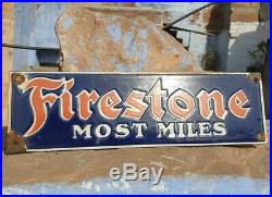 1930's Old Vintage Rare Miniature Firestone Tire Ad Porcelain Enamel Sign Board