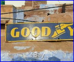 1940's Old Vintage Rare Goodyear Tire Ad Porcelain Enamel Sign Board Collectible