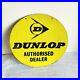 1940s-Vintage-Dunlop-Tyre-Authorised-Dealer-Double-Sided-Enamel-Sign-Board-Round-01-kf
