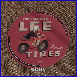 1943 Vintage Lee Tires And Rubber Company Porcelain Enamel Sign