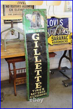 1946 Original Vtg Gillette Tires Sign Batteries Advertising Gas Station Oil 61