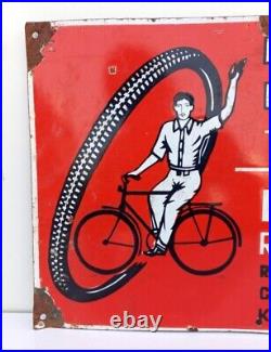 1950 Vintage Old Rare Ruby Delux Super Tyre Tube Ad Enamel Porcelain Sign Board