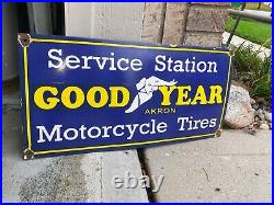 1950s Original Goodyear Sign Motorcycle Tires Service Station Akron Ohio Vintage