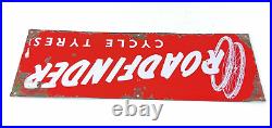 1950s Vintage Road Finder Cycle Tyres Advertising Enamel Sign Board Old EB239