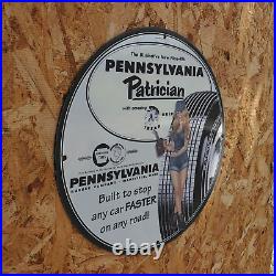 1953 Vintage Pennsylvania Patrician Tires Porcelain Enamel Sign