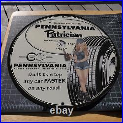 1953 Vintage Style Pennsylvania Patrician Tires Fantasy Porcelain Enamel Sign