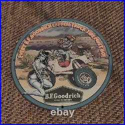 1956 Vintage B. F. Goodrich Rubber Tire Porcelain Enamel Sign