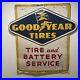 1957-Goodyear-Tires-Battery-Service-Metal-Sign-36-X-35-1-2-Vintage-01-bjl