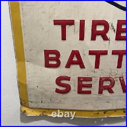 1957 Goodyear Tires & Battery Service Metal Sign 36 X 35-1/2 Vintage