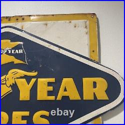 1957 Goodyear Tires & Battery Service Metal Sign 36 X 35-1/2 Vintage