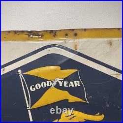 1957 Goodyear Tires & Battery Service Metal Sign 36 X 35-1/2 Vintage