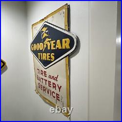 1957 Goodyear Tires & Battery Service Metal Sign 36 X 35-1/2 Vintage