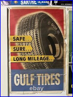 1960s Gulf Tires Vintage Original Advertisement Poster 35x25in