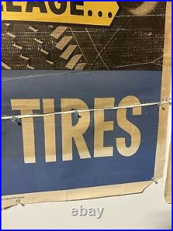 1960s Gulf Tires Vintage Original Advertisement Poster 35x25in