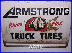 1960s Vtg Armstrong Truck Tires Rhino Flex Tire Holder Display Advertising Sign