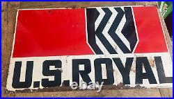 1964 VINTAGE US Royal Tires Enamel Metal Sign Size 33 x 19 Inches Double Sided