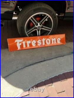 1970 Original Vintage Firestone Tires Sign Metal Embossed Gas Oil Goodyear