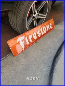 1970 Original Vintage Firestone Tires Sign Metal Embossed Gas Oil Goodyear