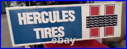 1980 Vintage Hercules Tires Embossed Advertising Sign 36x12 Wall Mount Shop