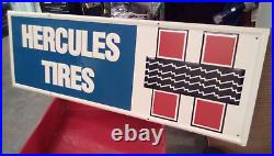 1980 Vintage Hercules Tires Embossed Advertising Sign 36x12 Wall Mount Shop