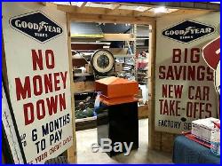 2 LARGE Original 1964 GOODYEAR TIRE SIGNS Vintage Gas Oil Station 6' Mancave OLD