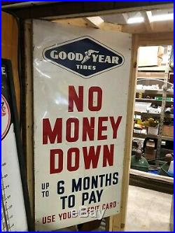 2 LARGE Original 1964 GOODYEAR TIRE SIGNS Vintage Gas Oil Station 6' Mancave OLD
