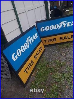2 LARGE-Vintage GOOD YEAR TIRE SALES (5FT X 3FT) Advertising TIN / WOOD G-94