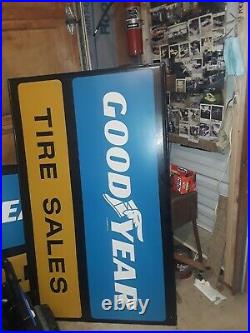 2 LARGE-Vintage GOOD YEAR TIRE SALES (5FT X 3FT) Advertising TIN / WOOD G-94