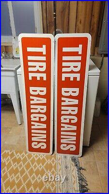 2 VTG TIRE BARGAINS Double Sided Signs Old Signs