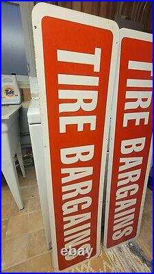 2 VTG TIRE BARGAINS Double Sided Signs Old Signs