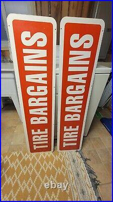 2 VTG TIRE BARGAINS Double Sided Signs Old Signs