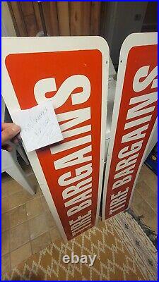 2 VTG TIRE BARGAINS Double Sided Signs Old Signs