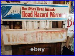 2-vintage Original Antique Gas Oil General Store Large Metal Sign Nice Condition