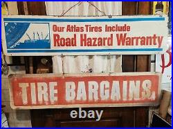 2-vintage Original Antique Gas Oil General Store Large Metal Sign Nice Condition