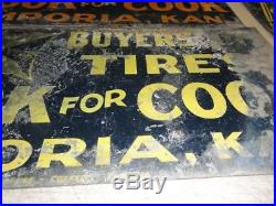 3 Vintage 1930s 1940s Goodyear Cooks Tire Service Painted Tin Sign SST Kansas
