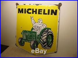 32x25 Original 1963 Vintage Michelin Tracteurs Tractor Pneus Tire Porcelain Sign
