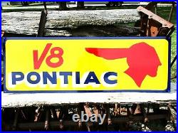 36 PONTIAC V8 VINTAGE style Hand Painted Metal SIGN CAR AUTO OIL GAS SHOP ART