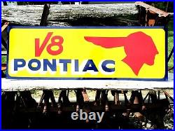 36 PONTIAC V8 VINTAGE style Hand Painted Metal SIGN CAR AUTO OIL GAS SHOP ART