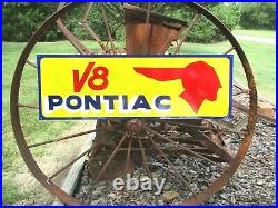 36 PONTIAC V8 VINTAGE style Hand Painted Metal SIGN CAR AUTO OIL GAS SHOP ART