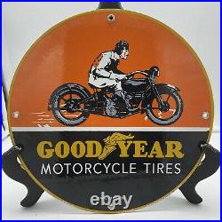36 Vintage Style''good Year Tires'' Dealer Porcelain Pump Plate 12 Inch
