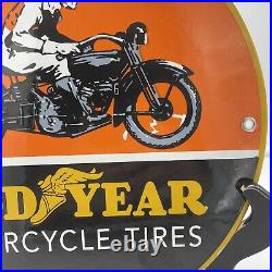 36 Vintage Style''good Year Tires'' Dealer Porcelain Pump Plate 12 Inch
