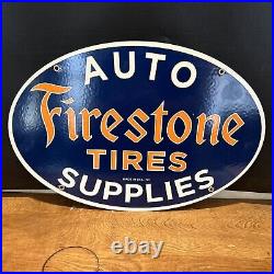 53 Vintage Style''firestone Tires' Porcelain Pump Plate 16.5x11 Inch