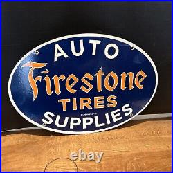 53 Vintage Style''firestone Tires' Porcelain Pump Plate 16.5x11 Inch