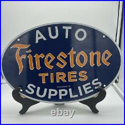53 Vintage''firestone Tires'' 16.5x11 Inch Porcelain Dealer Sign. Made In USA